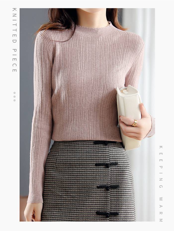 ニット レディース 長袖 クルーネック インナー 無地 トップス エレ秋冬 カジュアル セーター シンプル 女性 ファッション おしゃれ 