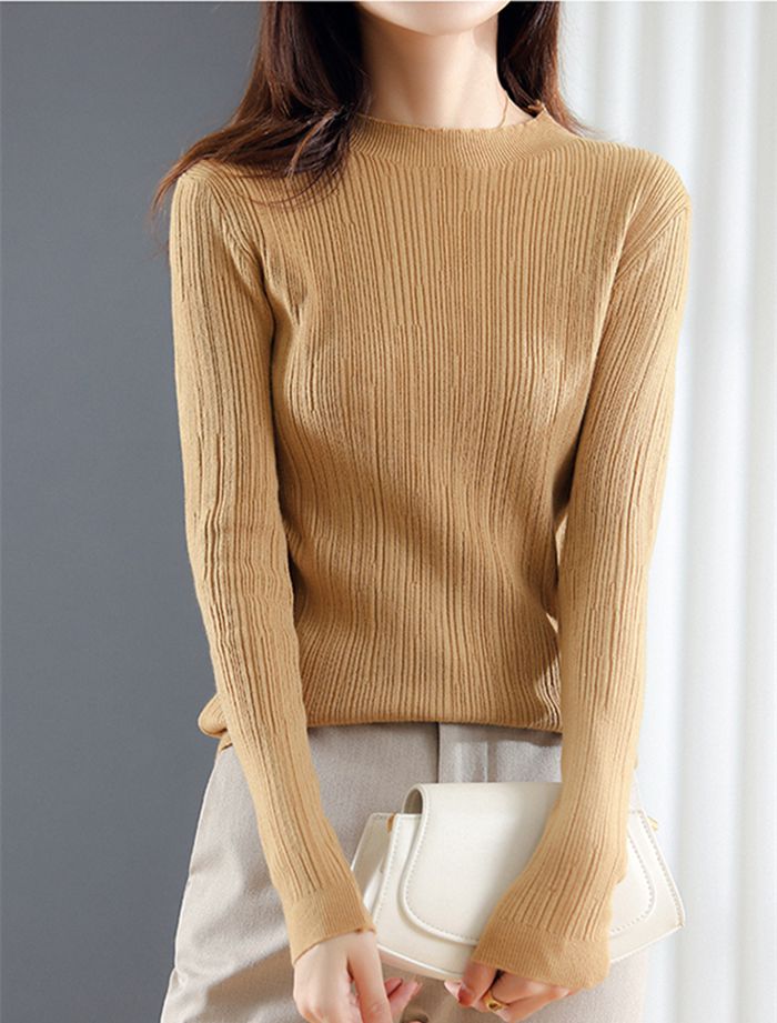 ニット レディース 長袖 クルーネック インナー 無地 トップス エレ秋冬 カジュアル セーター シンプル 女性 ファッション おしゃれ 