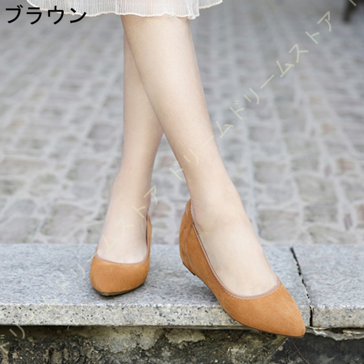 レディース ウェッジソール パンプス ローファー とんがりトゥ ヒール5CM 疲れない モカシン ヒールパンプス 婦人靴 看護師 痛くない ウェッジヒール 