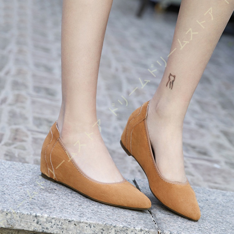 レディース ウェッジソール パンプス ローファー とんがりトゥ ヒール5CM 疲れない モカシン ヒールパンプス 婦人靴 看護師 痛くない ウェッジヒール 