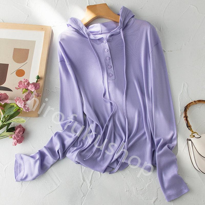 ニット プルオーバー カットソー フード付き レディース ゆったり トップス 体型カバー カジュアル 長袖 柔らかい 着痩せ 無地 