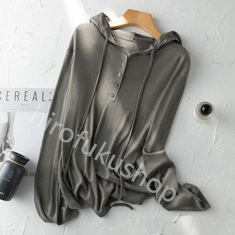 ニット プルオーバー カットソー フード付き レディース ゆったり トップス 体型カバー カジュアル 長袖 柔らかい 着痩せ 無地 