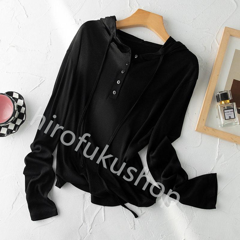 ニット プルオーバー カットソー フード付き レディース ゆったり トップス 体型カバー カジュアル 長袖 柔らかい 着痩せ 無地 