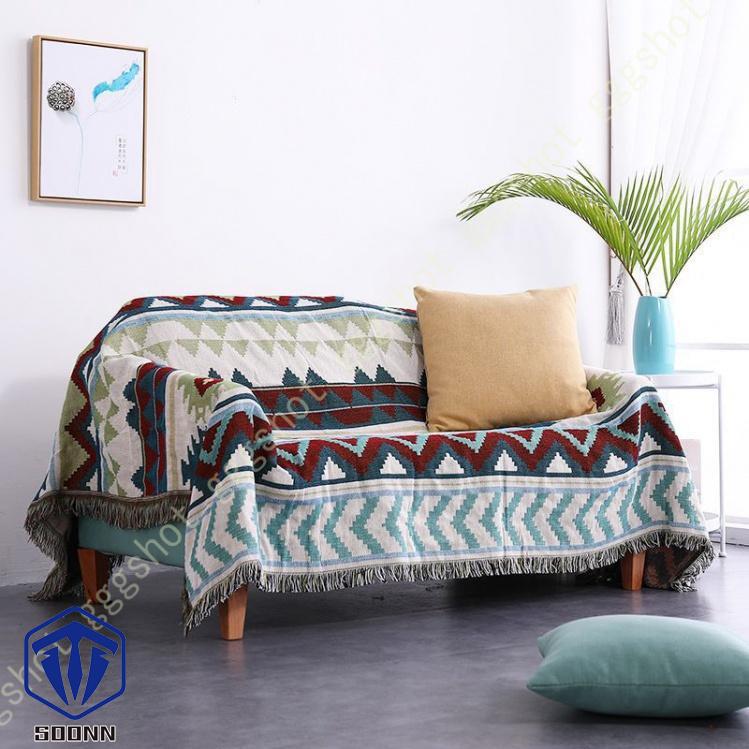 マルチカバー 北欧風 ソファーカバー おしゃれ 幾何学 ソファーかばー ラグ ベッドルーム カバー 肘なし 折り畳み フリンジ付き 綿麻 カバー 部屋 肘付き 