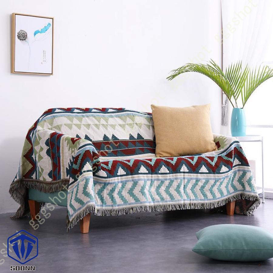 マルチカバー 北欧風 ソファーカバー おしゃれ 幾何学 ソファーかばー ラグ ベッドルーム カバー 肘なし 折り畳み フリンジ付き 綿麻 カバー 部屋 肘付き 