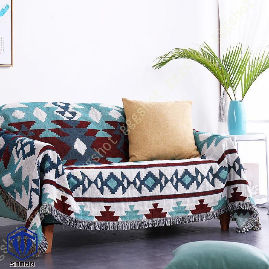 マルチカバー 北欧風 ソファーカバー おしゃれ 幾何学 ソファーかばー ラグ ベッドルーム カバー 肘なし 折り畳み フリンジ付き 綿麻 カバー 部屋 肘付き 