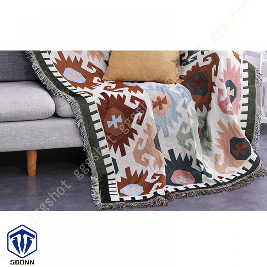 マルチカバー 北欧風 ソファーカバー おしゃれ 幾何学 ソファーかばー ラグ ベッドルーム カバー 肘なし 折り畳み フリンジ付き 綿麻 カバー 部屋 肘付き 