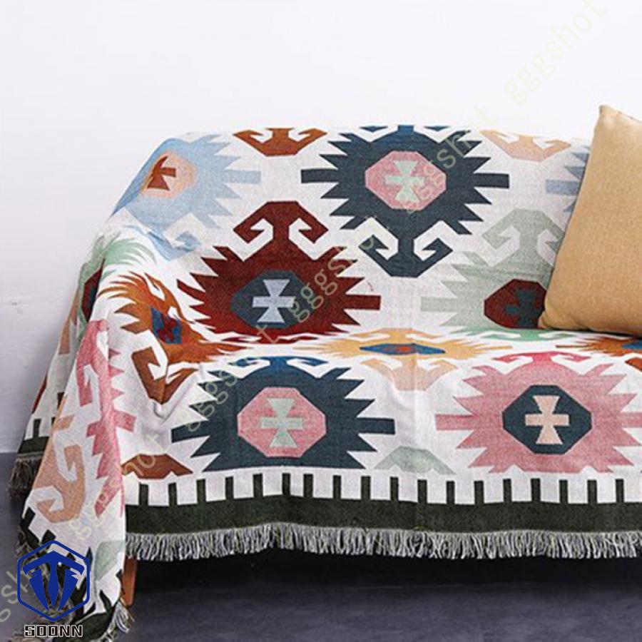 マルチカバー 北欧風 ソファーカバー おしゃれ 幾何学 ソファーかばー ラグ ベッドルーム カバー 肘なし 折り畳み フリンジ付き 綿麻 カバー 部屋 肘付き 