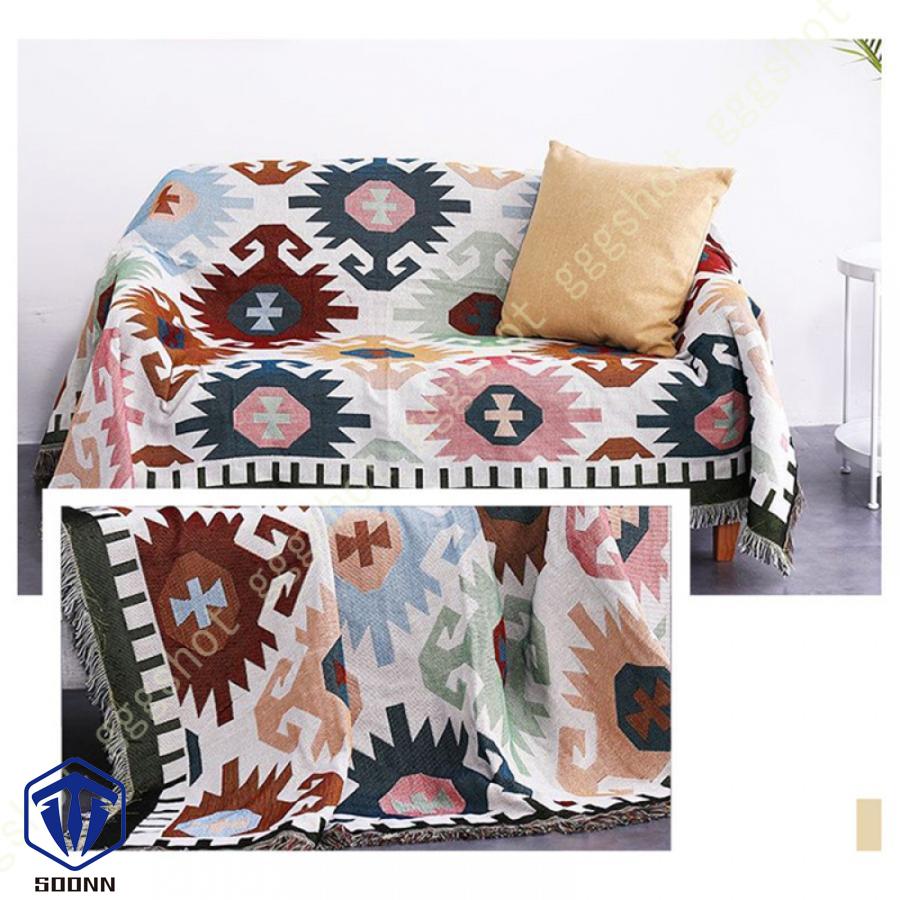 マルチカバー 北欧風 ソファーカバー おしゃれ 幾何学 ソファーかばー ラグ ベッドルーム カバー 肘なし 折り畳み フリンジ付き 綿麻 カバー 部屋 肘付き 