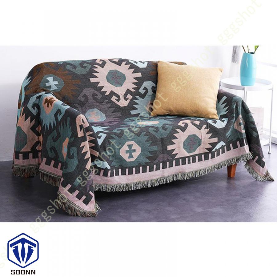 マルチカバー 北欧風 ソファーカバー おしゃれ 幾何学 ソファーかばー ラグ ベッドルーム カバー 肘なし 折り畳み フリンジ付き 綿麻 カバー 部屋 肘付き 