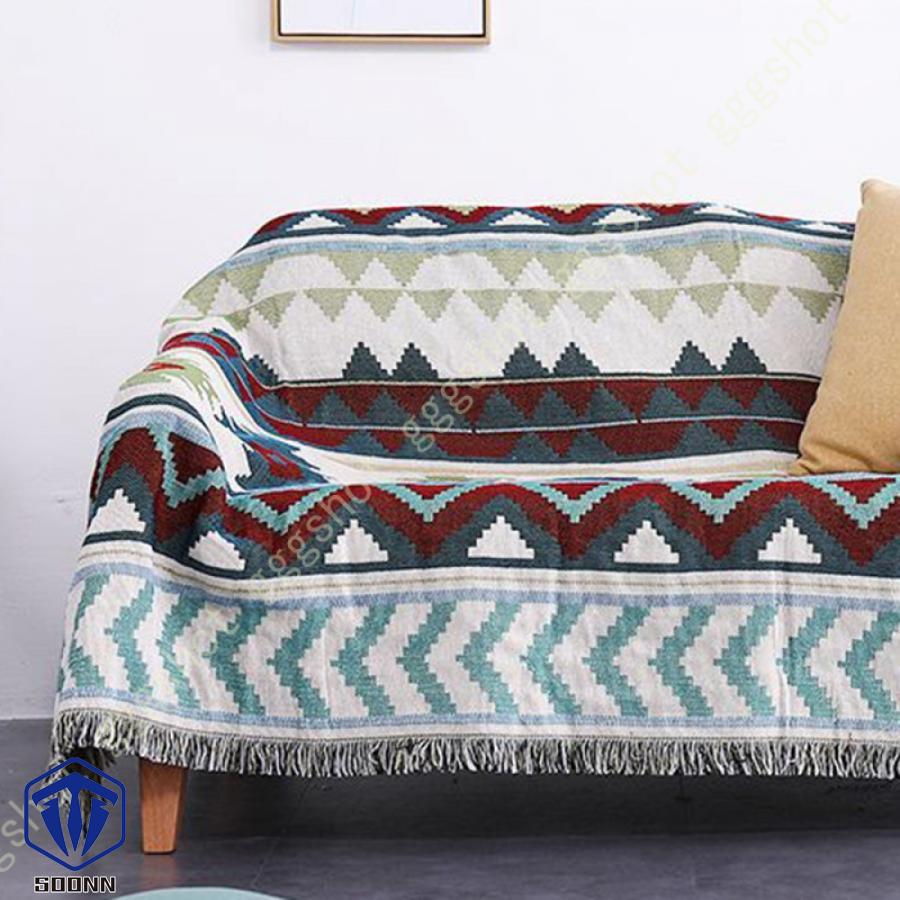 マルチカバー 北欧風 ソファーカバー おしゃれ 幾何学 ソファーかばー ラグ ベッドルーム カバー 肘なし 折り畳み フリンジ付き 綿麻 カバー 部屋 肘付き 