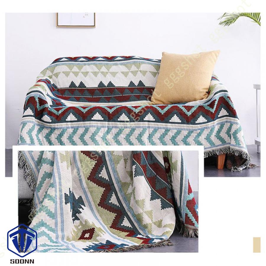 マルチカバー 北欧風 ソファーカバー おしゃれ 幾何学 ソファーかばー ラグ ベッドルーム カバー 肘なし 折り畳み フリンジ付き 綿麻 カバー 部屋 肘付き 