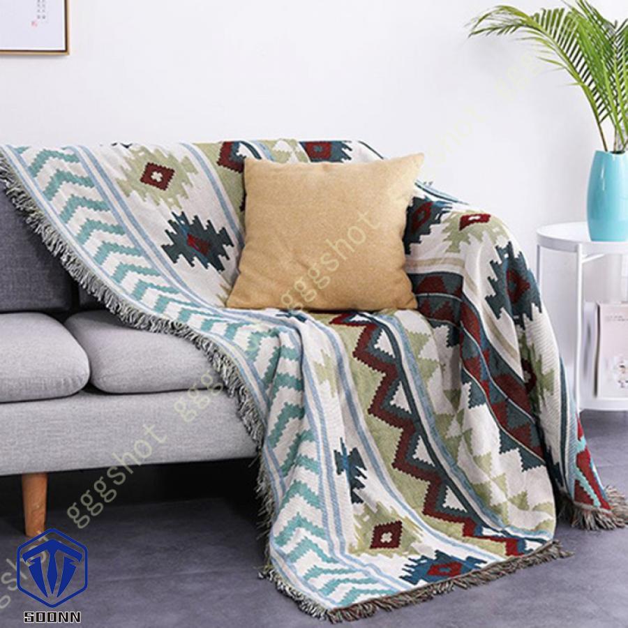 マルチカバー 北欧風 ソファーカバー おしゃれ 幾何学 ソファーかばー ラグ ベッドルーム カバー 肘なし 折り畳み フリンジ付き 綿麻 カバー 部屋 肘付き 