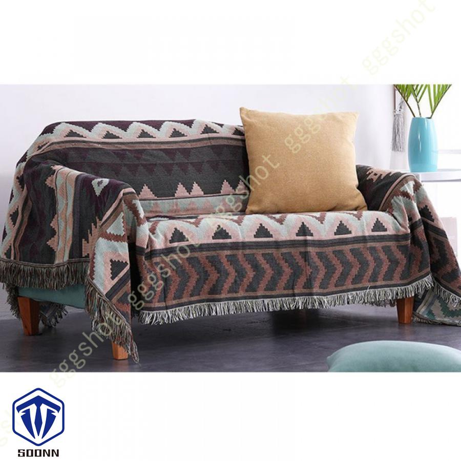 マルチカバー 北欧風 ソファーカバー おしゃれ 幾何学 ソファーかばー ラグ ベッドルーム カバー 肘なし 折り畳み フリンジ付き 綿麻 カバー 部屋 肘付き 