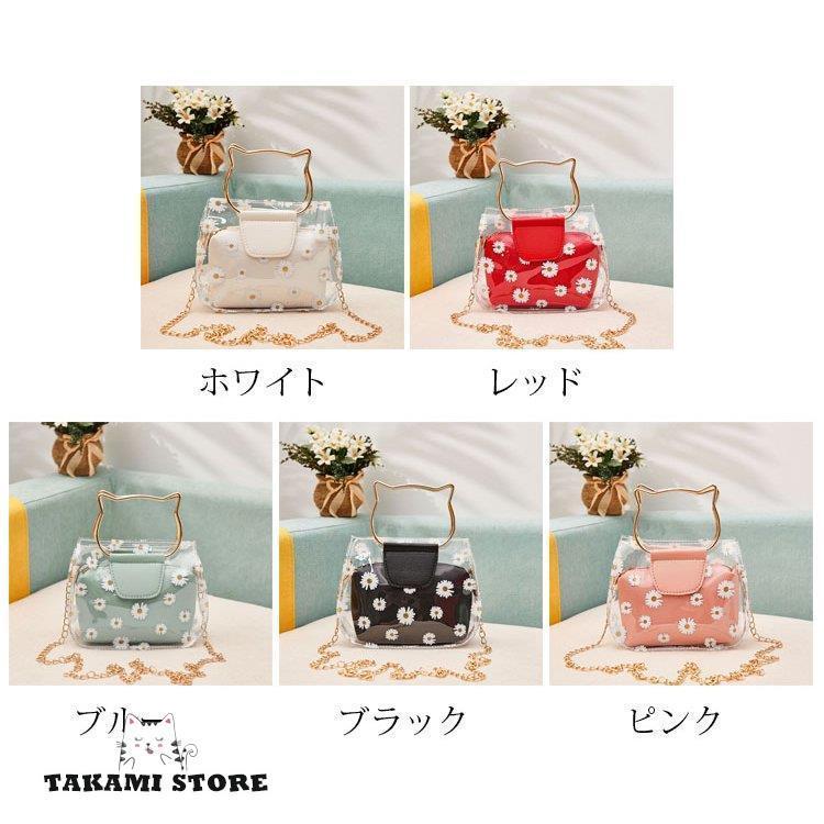 クリアバッグ 菊柄透明バッグ ストローポーチ付 トートバッグ ハンドバッグ 肩がけバッグ ショルダーバッグ ビニールバッグ 大容量防水 かごバッグ 