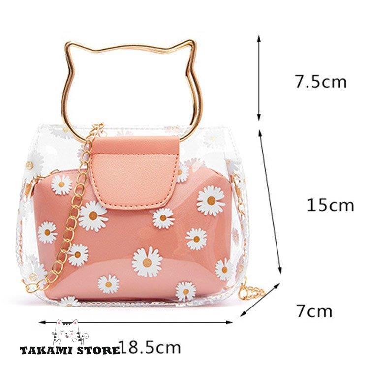クリアバッグ 菊柄透明バッグ ストローポーチ付 トートバッグ ハンドバッグ 肩がけバッグ ショルダーバッグ ビニールバッグ 大容量防水 かごバッグ 