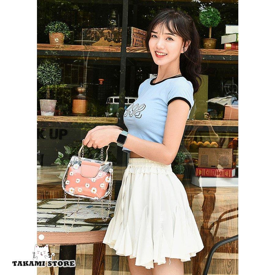 クリアバッグ 菊柄透明バッグ ストローポーチ付 トートバッグ ハンドバッグ 肩がけバッグ ショルダーバッグ ビニールバッグ 大容量防水 かごバッグ 