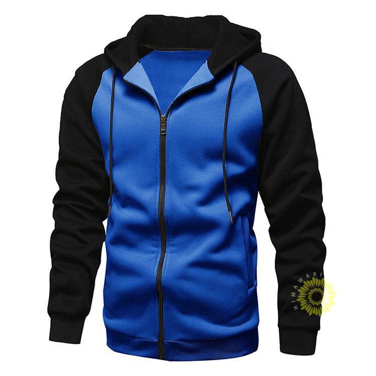 メンズ ジップ長袖 スウェット長袖切り替え フード付き スポーツ 秋 秋服 トップス 冬服 