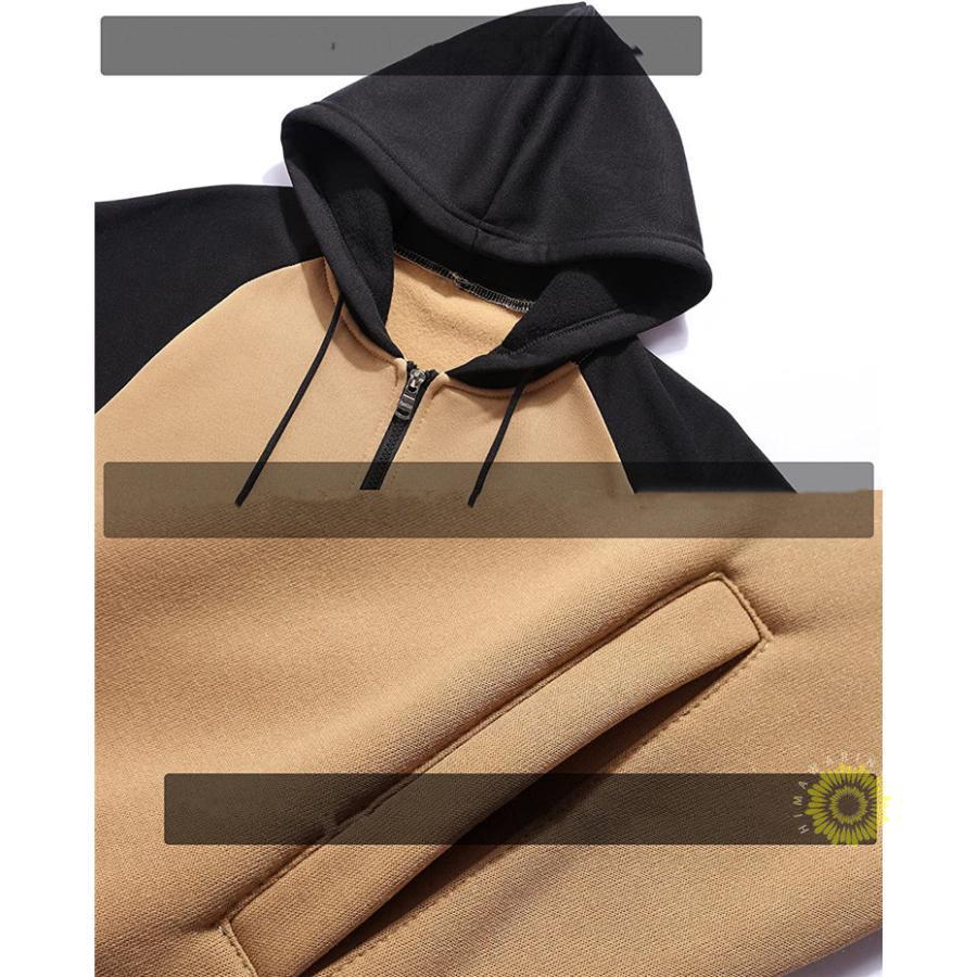 メンズ ジップ長袖 スウェット長袖切り替え フード付き スポーツ 秋 秋服 トップス 冬服 