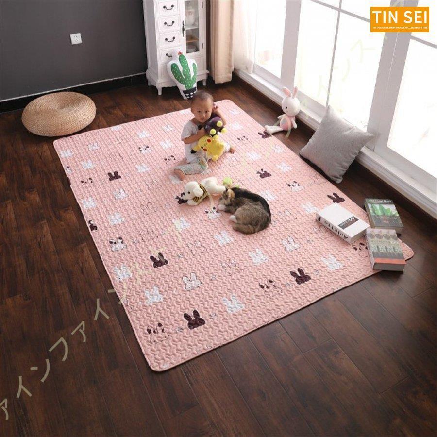 カーペット 綿 洗える ラグマット 冷感 ひんやり コットン ラグ オールシーズン カフェ風 春夏秋冬用 かわいい キルトラグ ウォッシャブル 北欧 