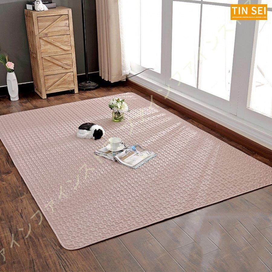 カーペット 綿 洗える ラグマット 冷感 ひんやり コットン ラグ オールシーズン カフェ風 春夏秋冬用 かわいい キルトラグ ウォッシャブル 北欧 