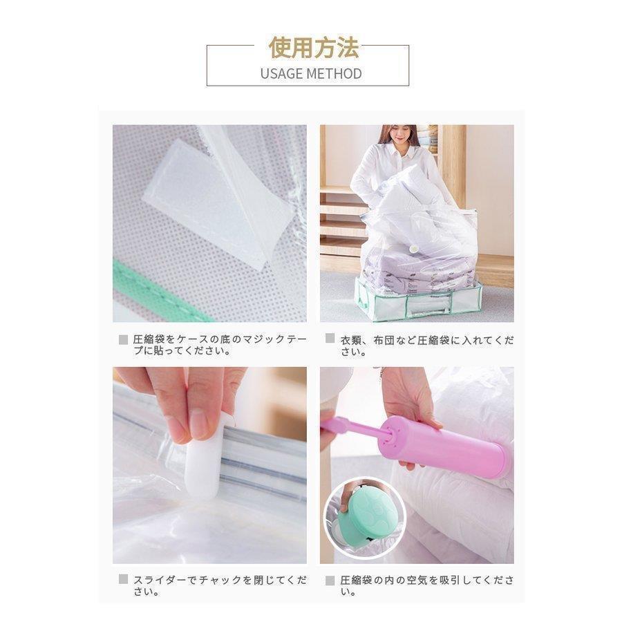 ふとん圧縮ボックス 羽毛布団収納袋 圧縮袋付き収納ボックス 圧縮袋と収納ボックス一体型 衣類 冬物 タオルケット毛布用 掃除機対応 繰り返す利用可能 
