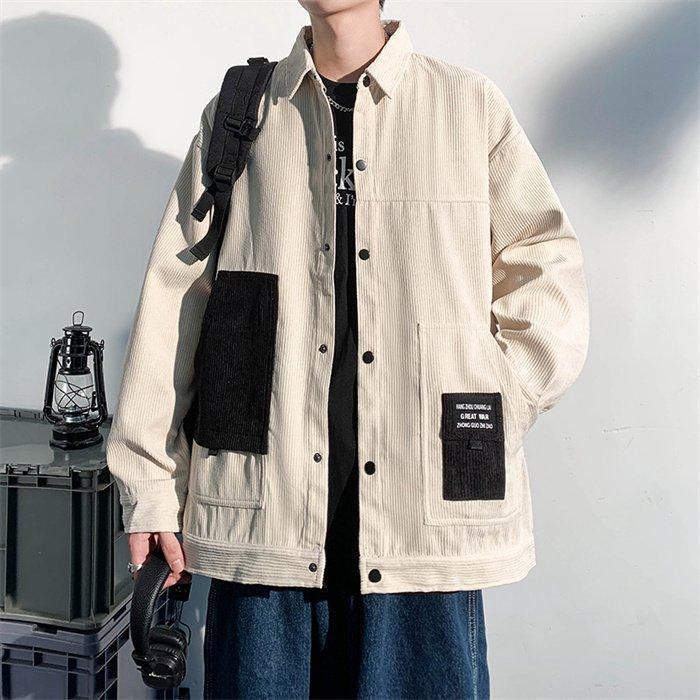 ライトアウター メンズ 秋服 カジュアル 長袖シャツ 切り替え スタジャン アウター かっこいい ショルダー 