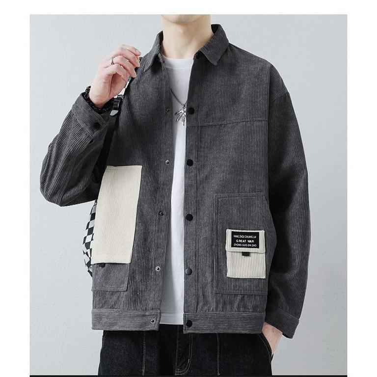 ライトアウター メンズ 秋服 カジュアル 長袖シャツ 切り替え スタジャン アウター かっこいい ショルダー 