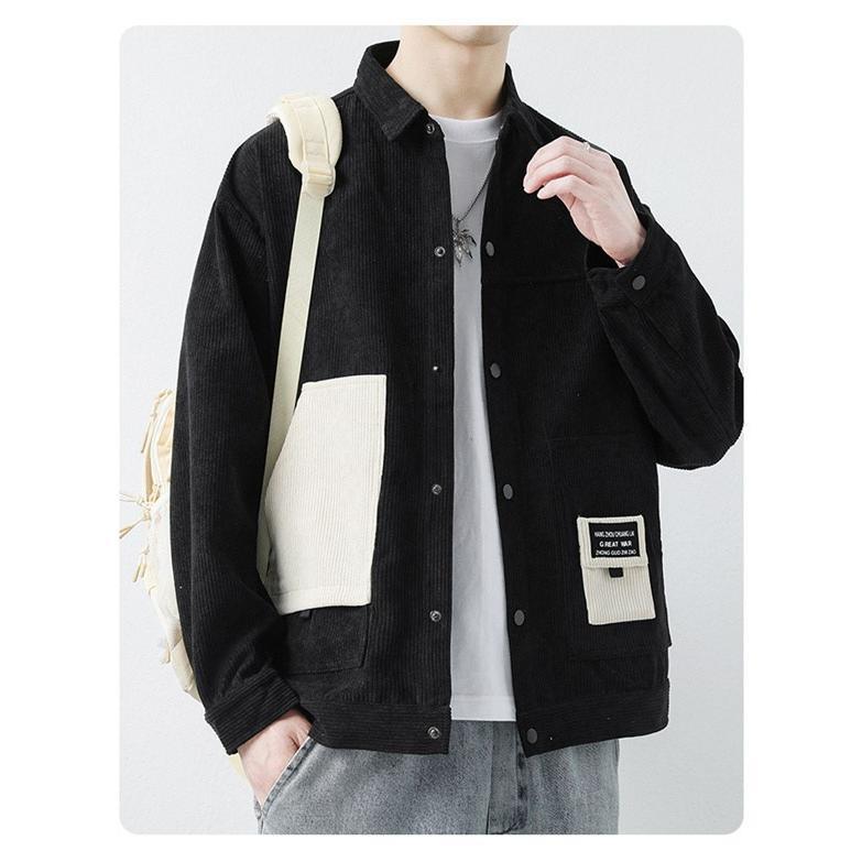 ライトアウター メンズ 秋服 カジュアル 長袖シャツ 切り替え スタジャン アウター かっこいい ショルダー 