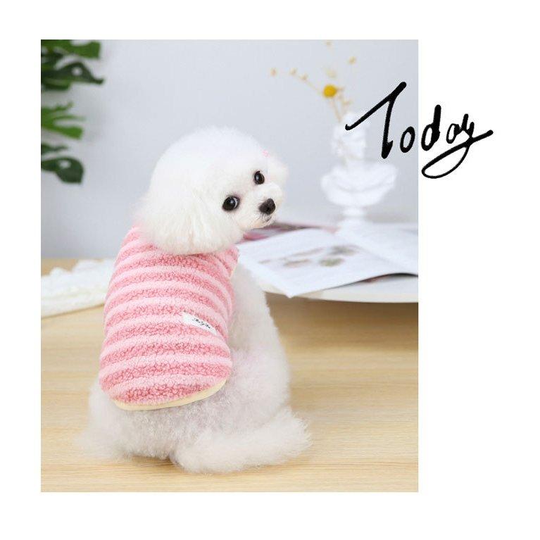 犬服 ボーダー柄 モコモコ 猫服 フリースジャケット ドッグウェア トイプードル ポメラニアン 暖かい 秋 フリースベスト 冬 チワワ 送料無料 小型犬 