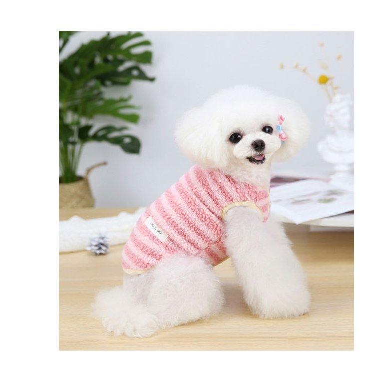 犬服 ボーダー柄 モコモコ 猫服 フリースジャケット ドッグウェア トイプードル ポメラニアン 暖かい 秋 フリースベスト 冬 チワワ 送料無料 小型犬 