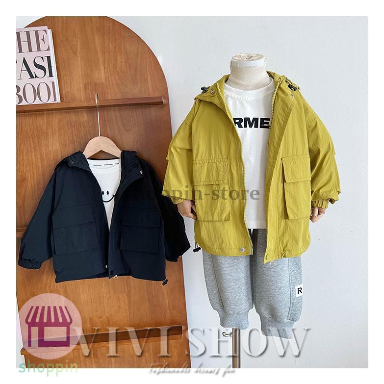 キッズ アウター 長袖 トップス ゆったり 動きやすい カジュアル シンプル ジップフードつき 着やすい 男女兼用 おしゃれ あわせやすい 