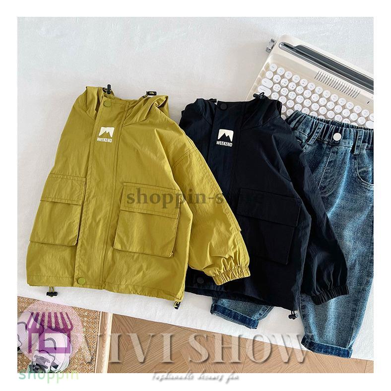 キッズ アウター 長袖 トップス ゆったり 動きやすい カジュアル シンプル ジップフードつき 着やすい 男女兼用 おしゃれ あわせやすい 