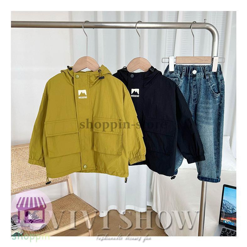 キッズ アウター 長袖 トップス ゆったり 動きやすい カジュアル シンプル ジップフードつき 着やすい 男女兼用 おしゃれ あわせやすい 