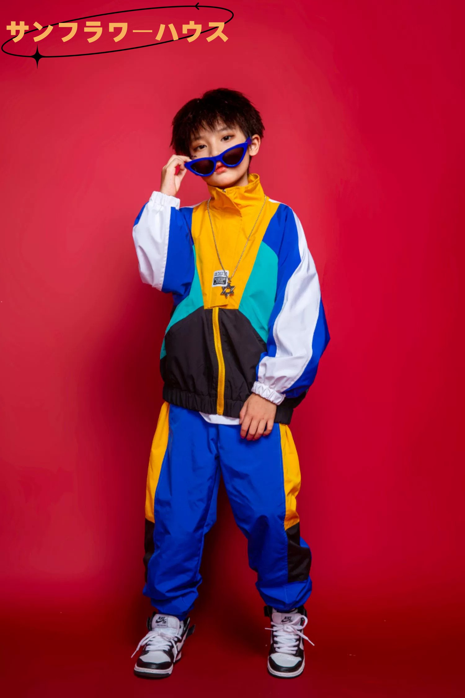 キッズ ダンス 衣装 セットアップ ジャケット ヒップホップ 韓国 ジュニア 青 子供 紫 K-POP HIPHOP 男の子 女の子 ダンスウェア カーゴパンツ 長袖 ジャズ 