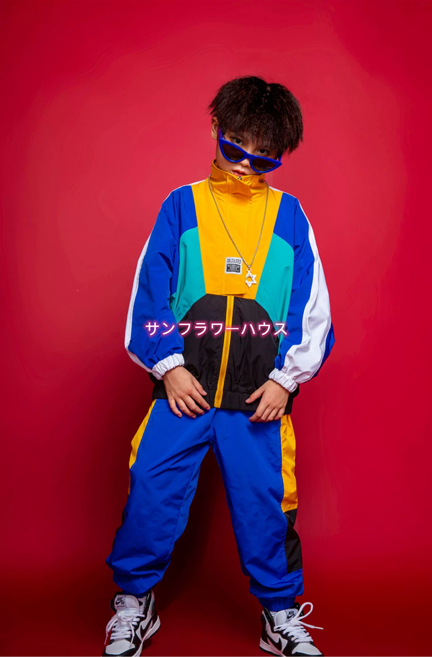 キッズ ダンス 衣装 セットアップ ジャケット ヒップホップ 韓国 ジュニア 青 子供 紫 K-POP HIPHOP 男の子 女の子 ダンスウェア カーゴパンツ 長袖 ジャズ 