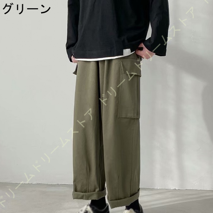 カーゴパンツ メンズ ワイド パンツ ストレッチ ロング 春夏秋 カジュアル パンツ 長ズボン 動きやすい キャンプ メンズ アウトドア ボパンツ 大きい 