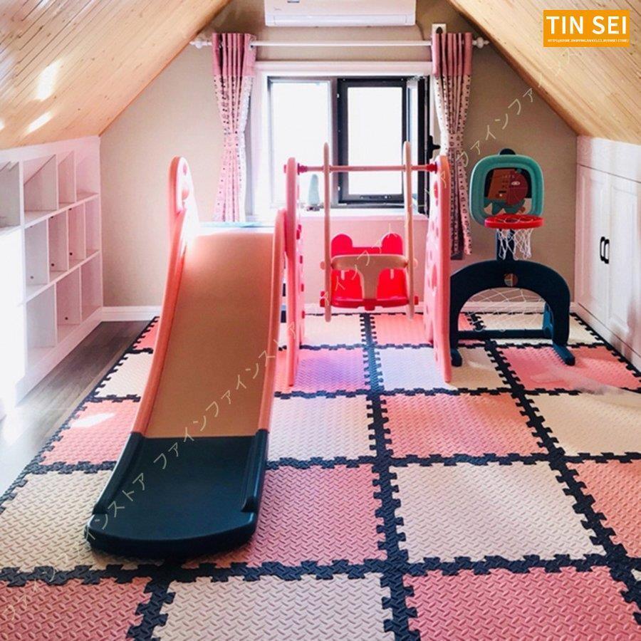 大判 プレイマット パズルマット ジョイントマット シンプル 無地 ラグマット 2畳 正方形 リビング 3畳 タイルカーペット ペット用 サイドパーツ付 軽量 