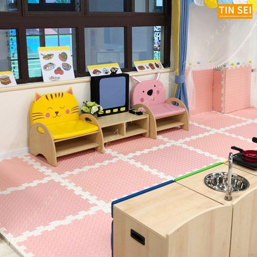 大判 プレイマット パズルマット ジョイントマット シンプル 無地 ラグマット 2畳 正方形 リビング 3畳 タイルカーペット ペット用 サイドパーツ付 軽量 