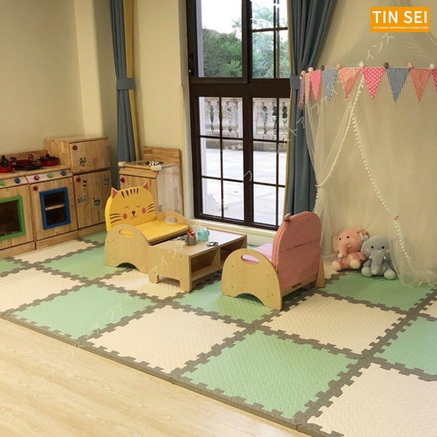 大判 プレイマット パズルマット ジョイントマット シンプル 無地 ラグマット 2畳 正方形 リビング 3畳 タイルカーペット ペット用 サイドパーツ付 軽量 