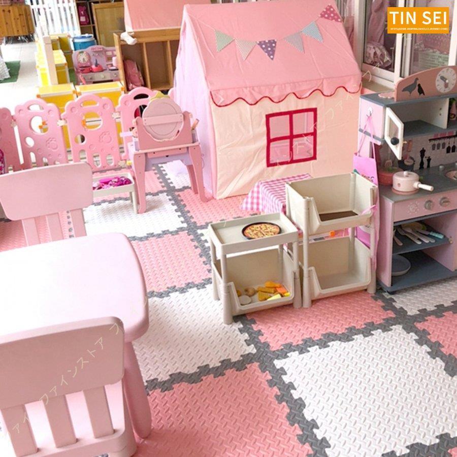 大判 プレイマット パズルマット ジョイントマット シンプル 無地 ラグマット 2畳 正方形 リビング 3畳 タイルカーペット ペット用 サイドパーツ付 軽量 