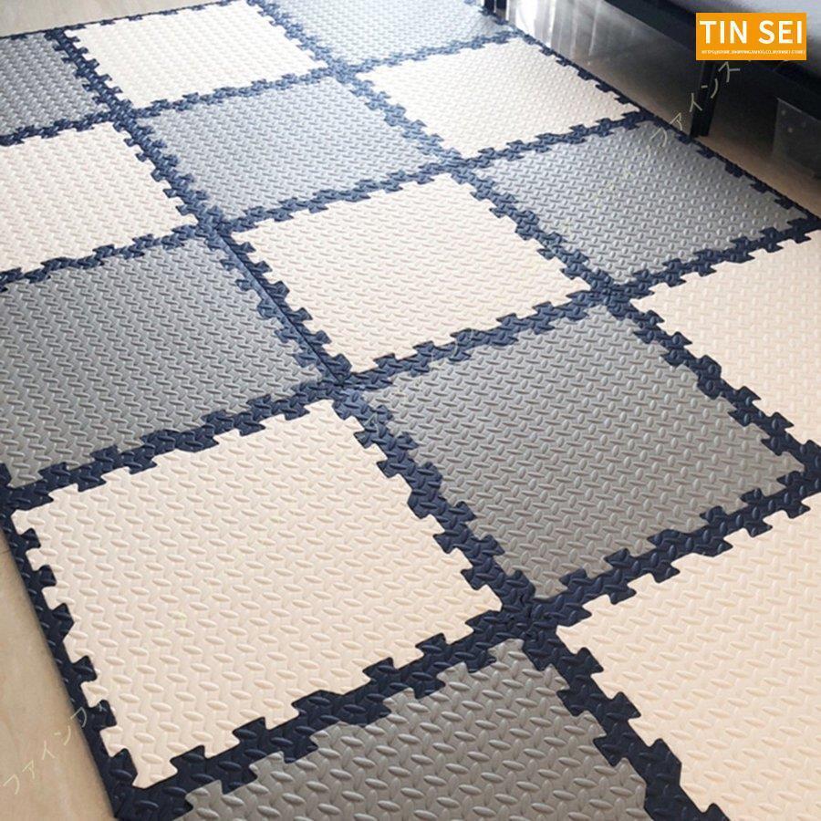 大判 プレイマット パズルマット ジョイントマット シンプル 無地 ラグマット 2畳 正方形 リビング 3畳 タイルカーペット ペット用 サイドパーツ付 軽量 