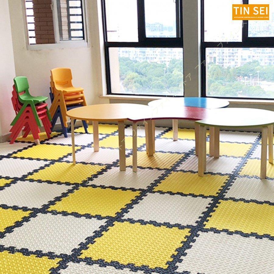 大判 プレイマット パズルマット ジョイントマット シンプル 無地 ラグマット 2畳 正方形 リビング 3畳 タイルカーペット ペット用 サイドパーツ付 軽量 