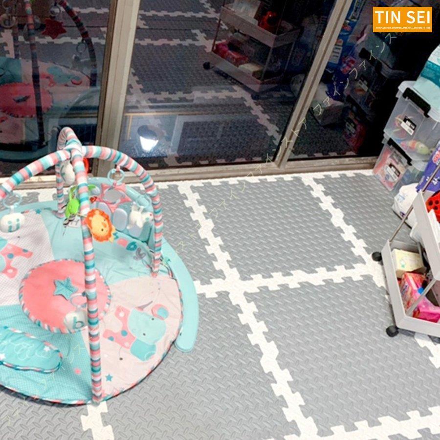 大判 プレイマット パズルマット ジョイントマット シンプル 無地 ラグマット 2畳 正方形 リビング 3畳 タイルカーペット ペット用 サイドパーツ付 軽量 