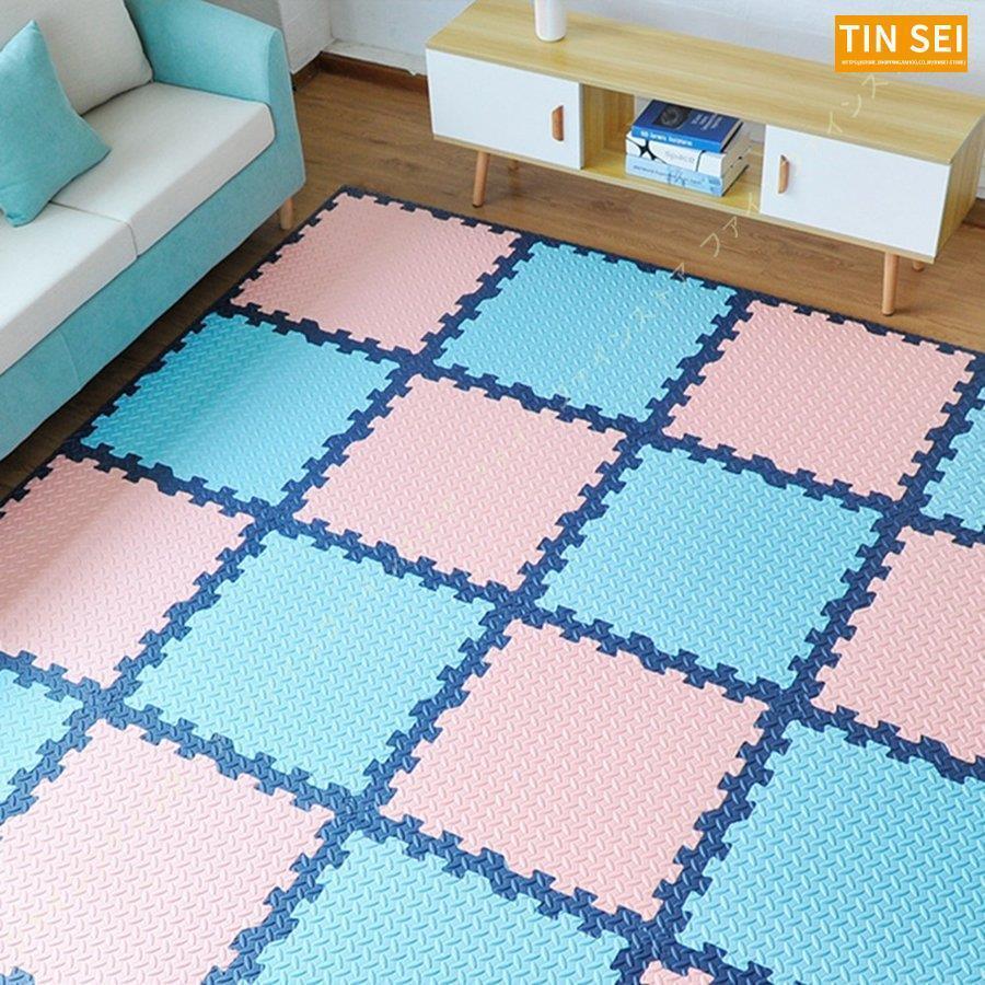 大判 プレイマット パズルマット ジョイントマット シンプル 無地 ラグマット 2畳 正方形 リビング 3畳 タイルカーペット ペット用 サイドパーツ付 軽量 