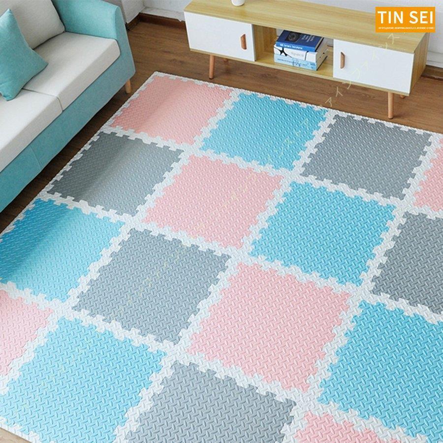 大判 プレイマット パズルマット ジョイントマット シンプル 無地 ラグマット 2畳 正方形 リビング 3畳 タイルカーペット ペット用 サイドパーツ付 軽量 