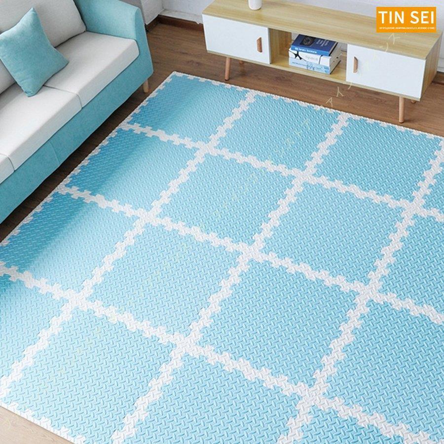 大判 プレイマット パズルマット ジョイントマット シンプル 無地 ラグマット 2畳 正方形 リビング 3畳 タイルカーペット ペット用 サイドパーツ付 軽量 