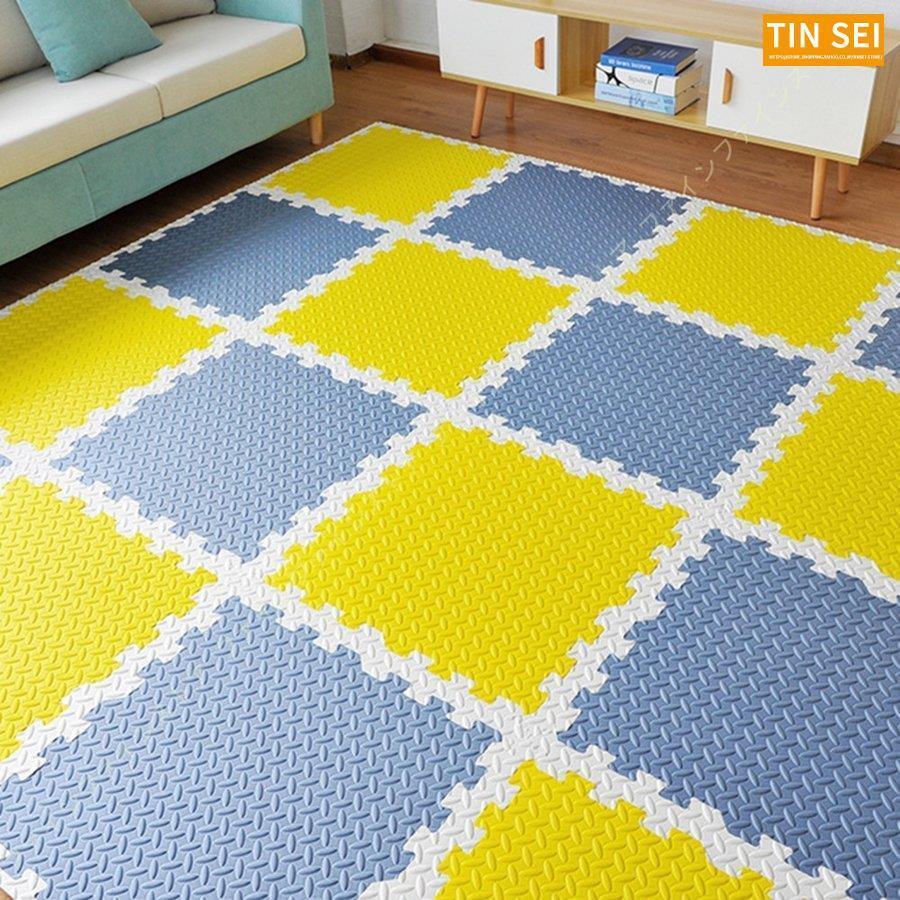 大判 プレイマット パズルマット ジョイントマット シンプル 無地 ラグマット 2畳 正方形 リビング 3畳 タイルカーペット ペット用 サイドパーツ付 軽量 