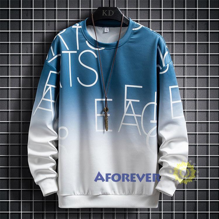 スウェットシャツ トレーナー メンズ 長袖 プルオーバー 丸首 秋 グラデーション おしゃれ スポーツ トップス秋服 英字 ファッション 