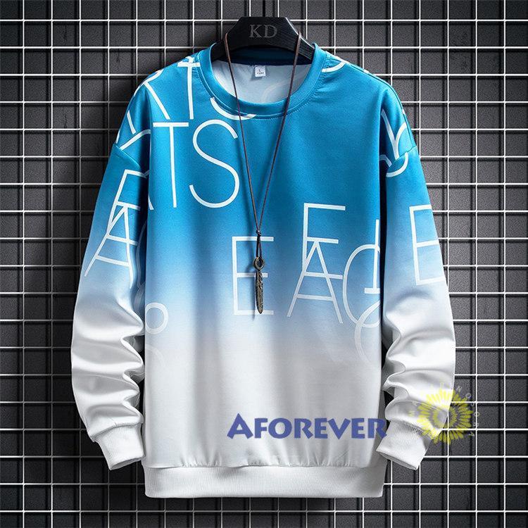 スウェットシャツ トレーナー メンズ 長袖 プルオーバー 丸首 秋 グラデーション おしゃれ スポーツ トップス秋服 英字 ファッション 